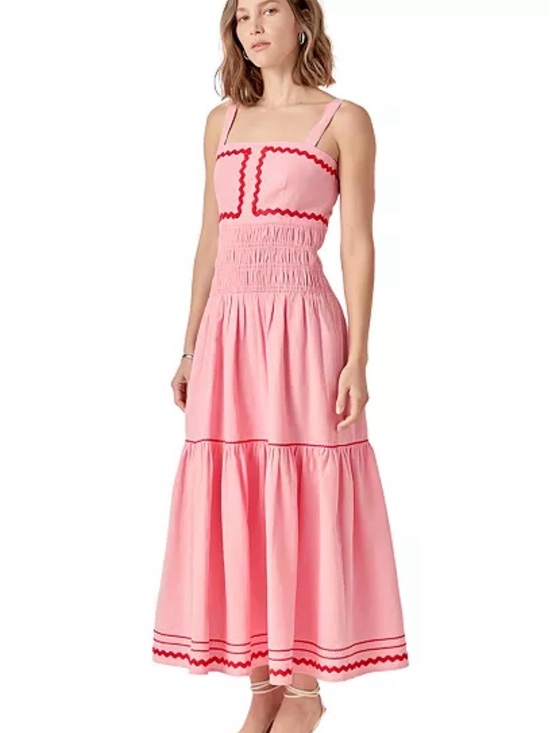 English Factory Dresses & Skirts - NWT English Factory Pink Maxi Sundress with Red Trim Sz Medium